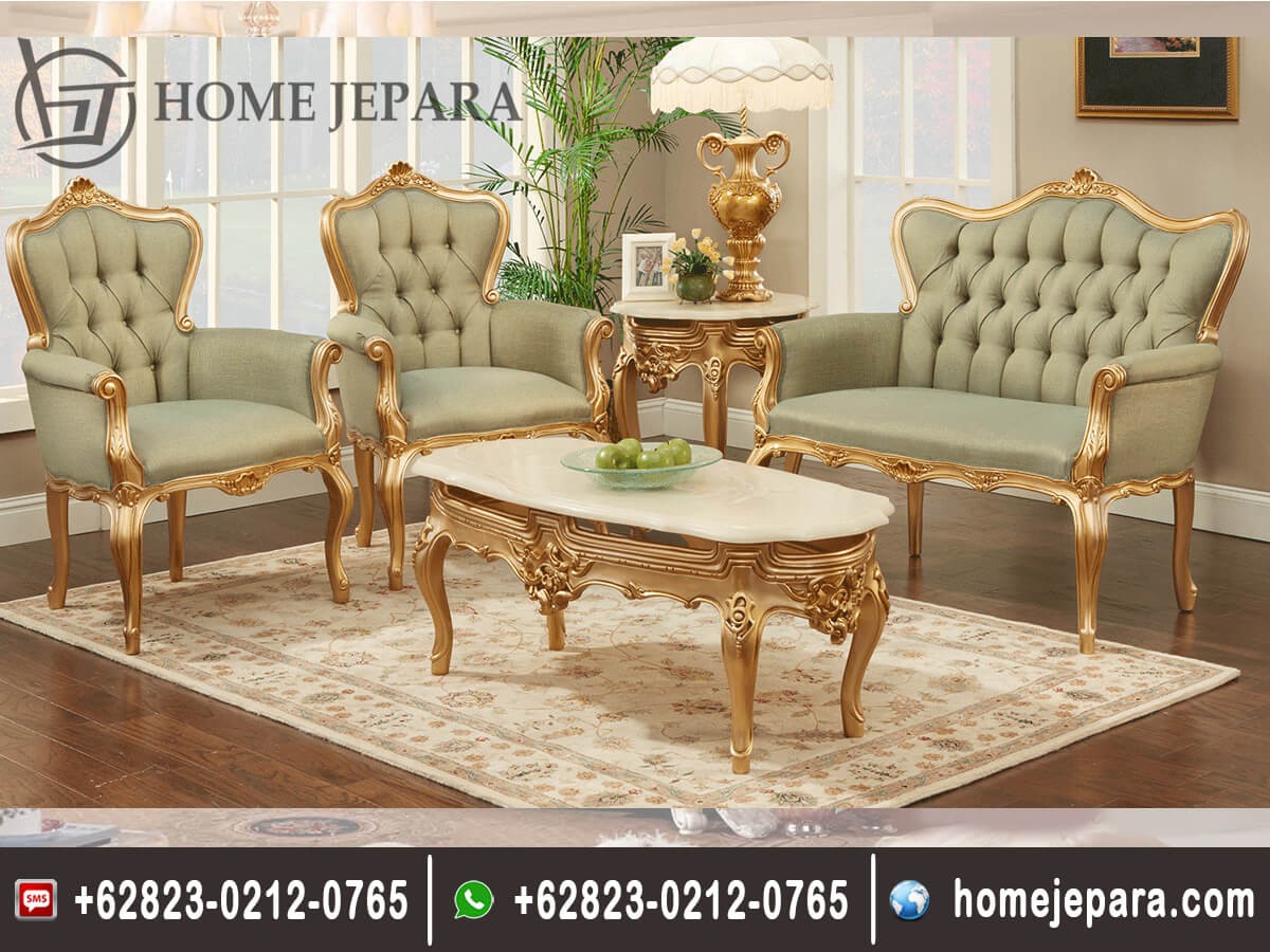 Sofa Tamu Classic Gold Mewah