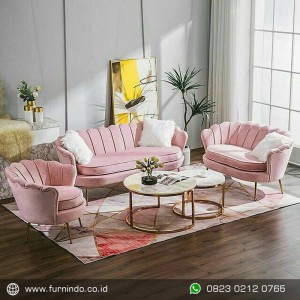 Sofa tamu kerang pink