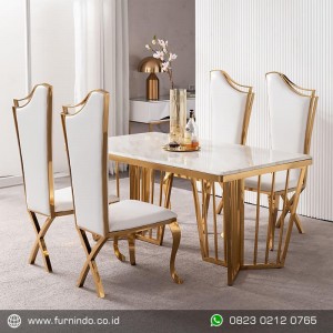 Set kursi makan stainles gold