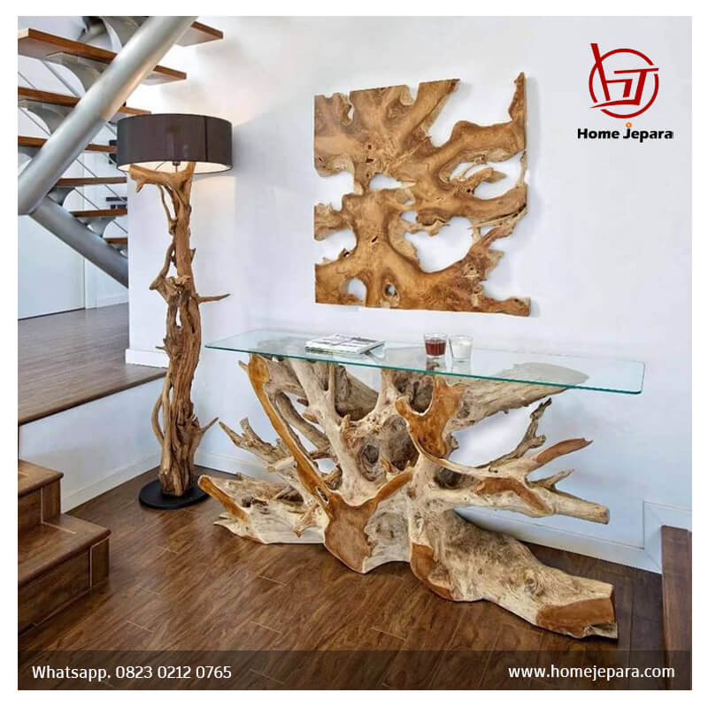 Meja Consul Akar Bondes dengan desain kayu alami Meja Consul Akar Bondes dengan desain kayu alami